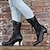 cheap Women&#039;s Boots-Women&#039;s Boots Combat Boots Plus Size Wedding Boots Wedding Party Daily Solid Color Mid Calf Boots Winter Lace-up Chunky Heel Pointed Toe Elegant Vintage Fashion PU Lace-up Black White