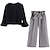 abordables Conjuntos-2 Piezas Niños Chica Plaid Traje de pantalones Conjunto Manga Larga Moda Exterior 7-13 años Otoño Negro