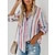 baratos Tops básicos de mulher-Mulheres Camisa Social Blusa Riscas Botão Bolsos Diário Básico Colarinho de Camisa Vermelho Primavera &amp; Outono