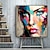 abordables Peintures portraits-Palette d&#039;art mural fait à la main figure portrait femme visage décoration murale maison toile roulée (pas de cadre)