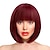 cheap Synthetic Trendy Wigs-Red Bob Wig With Bangs 12 Inch Short Synthetic Fiber Bob Wigs for Women Short Bob Wigs and Halloween Cosplay Bob Wig