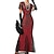 abordables robe soirée-Femme Paillettes Maille robe paillette robe longue Elégant Floral Col V Manche Courte Halloween Vacances Printemps Automne Noir Rouge