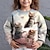 preiswerte Hoodies&amp;Sweatshirts 3d des Mädchens-Mädchen 3D Graphic Tier Katze Pullover Langarm 3D-Druck Sommer Herbst Modisch Strassenmode bezaubernd Polyester kinderkleidung 3-12 Jahre Outdoor Casual Täglich Regular Fit