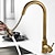 cheap Pullout Spray-Traditional Kitchen Faucet Pull Out Sink Mixer Vessel Brass Taps, 360 Degree Single Handle Vintage Taps with Cold and Hot Hose