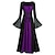 Χαμηλού Κόστους Πάρτι Φορέματα-γυναικείο αποκριάτικο φόρεμα ρετρό γοτθικό vintage φόρεμα μακρύ φόρεμα μάξι αποκριάτικο καθημερινό συνονθύλευμα κορδόνι περίσφιξης έγχρωμο μπλοκ τετράγωνο λαιμό μακρύ μανίκι κανονική εφαρμογή άνοιξη