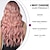 abordables Pelucas sintéticas de moda-Peluca larga ondulada de color rosa pálido para mujer, peluca con flequillo, pelo sintético rizado, fibra resistente al calor de aspecto natural para fiesta diaria, ropa de cosplay