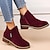 cheap Ankle Boots-Women&#039;s Boots Suede Shoes Plus Size Heel Boots Outdoor Work Daily Solid Color Booties Ankle Boots Winter Block Heel Low Heel Round Toe Vintage Fashion Casual PU Zipper Black Red Brown