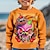 olcso fiú 3D pulóverek és pulóverek-Mindszentek napja Fiú 3D Koponya Szellem Pulóver Pullover Hosszú ujj 3D nyomtatás Ősz Tél Divat Utcai sikk Menő Poliészter Gyerekek 3-12 év Szabadtéri Halloween Normál