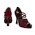 cheap Latin Shoes-Women&#039;s Latin Dance Shoes Professional Sparkling Shoes Party Stylish Sparkling Glitter Flared Heel Open Toe Buckle Adults&#039; Drak Red
