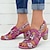 voordelige Damessandalen-damessandalen met bandjes blokhak sandalen stiletto&#039;s dagelijks zomer satijnen bloem borduurwerk bloem hoge hak open teen mode enkelbandje roze grijs