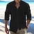 cheap Cotton Linen Shirt-Men&#039;s Shirt Linen Shirt Button Up Shirt Summer Shirt Beach Shirt Black White Pink Long Sleeve Plain Band Collar Spring &amp; Summer Casual Daily Clothing Apparel