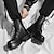 abordables Botas de combate-Hombre Botas Botas de moda Botas de Combate Botas con plataforma Casual Británico Diario PU Cómodo Antideslizante Botines / Hasta el Tobillo Cordones Negro Otoño Invierno