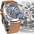 voordelige Mechanische Horloges-FORSINING Dames Heren mechanische horloges Luxe Grote wijzerplaat Modieus Zakelijk Skelet Automatisch opwindmechanisme Lichtgevend WATERDICHT Lederen Band Horloge