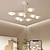 abordables Suspension-Lustre led moderne, lampe d&#039;éclairage, 6/8 têtes, 3 couleurs, métal blanc, verre, luminaire d&#039;intérieur pour salon et chambre à coucher, 110-240v