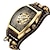 tanie Zegarki mechaniczne-fajny męski styl automatyczny mechaniczny zegarek analogowy steam punk rock gotycki skórzany pasek czarny brwon zegarek bullet hollow-carved design