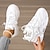 ieftine Adidași de Damă-Pentru femei Adidași Papuci din Pânză Pantofi albi Roz Pantofi de conducere Ziua Îndrăgostiților Zilnic Culoare solidă Bloc Culoare Vară Toc Drept Toc Platformă Vârf rotund Casual Pregătită Alergare