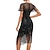 Χαμηλού Κόστους Πάρτι Φορέματα-Γυναικεία Πούλιες Φούντα Φόρεμα με παγιέτες Μίντι φόρεμα Κομψό Φλοράλ Λαιμόκοψη Κοντομάνικο Πάρτι Απόκριες Άνοιξη Φθινόπωρο Ασημί Μαύρο