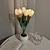 ieftine Lumini decorative-Lampă de masă cu flori de lalele, 6 buc, lalele, lumină de noapte cu led, simulare de flori în ghiveci, cadou pentru ziua ei de vacanță, decorarea camerei de nuntă.