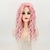 abordables Pelucas sintéticas de moda-Pelucas rizadas largas de color rosa para mujer, peluca rizada de onda sintética con calor, peluca de reemplazo de cabello hinchado en capas, rizos sueltos, peluca de fiesta diaria