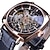 お買い得  機械式腕時計-男性 機械式時計 大きめ文字盤 ファッション ビジネス 腕時計 スケルトン 自動巻き 光る 防水 合金 レザー 腕時計