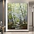 お買い得  風景画-手作り手描き油絵壁アート春白樺の森絵画キャンバスにモダンな質感緑の木の絵画装飾ロールキャンバスフレームなし未伸張