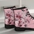 billige Kampstøvler-Dame Støvler Combat-boots utendørs Daglig Blomstret Ankelstøvler Flat hæl Punk Fritid Komfort PU Snøring Rosa Regnbue