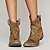 preiswerte Stiefeletten-braune Westernstiefeletten aus Wildlederimitat für Damen – Cowboystiefel im Vintage-Stil mit niedrigem Absatz für lässige Outfits