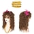 baratos Peruca para Fantasia-Peruca feminina dos anos 80 conjunto de peruca longa encaracolada marrom com brincos de bandana colar pulseira acessórios de festa de halloween (apenas perucas)