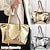cheap Handbag &amp; Totes-Women&#039;s Tote Shoulder Bag PU Leather Party Daily Holiday Zipper Large Capacity Waterproof Lightweight Solid Color Silver Gold