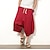 cheap Retro-Men&#039;s Trousers Bloomers Baggy Beach Shorts Capri Pants Elastic Waist Wide Leg Print Comfort Breathable Casual Daily Beach Linen Cotton Blend Fashion Streetwear Black Red Micro-elastic