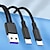 tanie Kable do telefonów komórkowych-1 paczka Wielokrotny kabel ładujący 66W 3,9 stopy Przedłużacz USB 5 A Przewód do ładowania Szybkie ładowanie Wysoki transfer danych Pleciony nylonowy Trwały 3 w 1 Na Macbook iPad Samsung Dodatek do