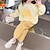 cheap Sets-2 Pieces Kids Girls&#039; Color Block Pocket Hoodie &amp; Pants Set Long Sleeve Active Training 7-13 Years Fall Yellow Pink