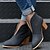 baratos Botas de tornozelo-botas pretas femininas – botas slip-on com corte em V da moda e saltos grossos em bloco para roupas casuais e de outono