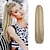 cheap Ponytails-16 IN Drawstring Ponytail Extension Short Straight Synthetic Ponytail Hair Extensions Clip in Ponytail Hairpieces for Women Girls Daily Party Halloween-Light Golden Brown &amp; Pale Golden Blonde