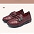 cheap Women&#039;s Slip-Ons &amp; Loafers-Women&#039;s Slip-Ons Comfort Shoes Daily Walking Solid Color Floral Summer Flower Flat Heel Round Toe Vintage Fashion Casual Faux Leather Loafer Black Red