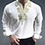 cheap Men&#039;s Henley Shirt-Men&#039;s Shirt Floral Graphic Prints V Neck White Khaki Outdoor Street Long Sleeve Print Clothing Apparel Fashion Streetwear Designer Casual