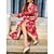 cheap Midi Dresses-Women&#039;s Work Dress Fashion Swing Dress Semi Formal Dress Print Mini Dress Long Sleeve V Neck Loose Fit Floral Color Block Red Navy Blue Blue Fall S M L XL XXL