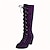 cheap Women&#039;s Boots-Women&#039;s Boots Plus Size Lace Up Boots Outdoor Daily Solid Color Mid Calf Boots Winter Chunky Heel Round Toe Vintage Casual Faux Leather Lace-up Black Blue Purple