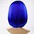 abordables Perruques de carnaval-bleu bob perruque avec une frange 12 pouces royal bleu perruque courte fibre synthétique bob perruques pour les femmes court bob perruques et halloween cosplay bob perruque
