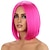 baratos Perucas Sintéticas sem Touca-peruca rosa quente para mulheres peruca bob rosa quente curta peruca reta magenta parte do meio sintético resistente ao calor cosplay perucas de festa fantasia