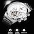 preiswerte Mechanische Uhren-trsoye mechanische Uhr für Herren, automatische Armbanduhren, 30 m wasserdicht, Luxus-Mondphase, hohles Skelett, Edelstahl, Herrenuhr, Geschenke
