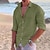cheap Cotton Linen Shirt-Men&#039;s Linen Shirt Shirt Summer Shirt Beach Shirt Black White Pink Long Sleeve Solid Color Turndown Spring &amp; Summer Outdoor Street Clothing Apparel Button-Down