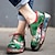 billiga Högklackade damskor-Dam Klackar Plattform Loafers Handgjorda skor Vintage skor Dagligen Blommig Färgblock Snörning Kilklack Rundtå Vintage Ledigt Komfort Läder Fårskinn Snörning Grön
