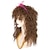 baratos Peruca para Fantasia-Peruca feminina dos anos 80 conjunto de peruca longa encaracolada marrom com brincos de bandana colar pulseira acessórios de festa de halloween (apenas perucas)