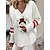 cheap Sweaters &amp; Cardigans-Women&#039;s Pullover Sweater Jumper Jumper Crochet Knit Print V Neck Snowman Christmas Holiday Casual Soft Fall Winter Red Brown Black S M L
