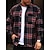 cheap Overshirts-Men&#039;s Shirt Flannel Shirt Plaid Shirt Button Up Shirt Overshirt Shacket Plaid / Check Outdoor Daily Wear Black Long Sleeve Lapel Spring &amp;  Fall Clothing Apparel Front Pocket