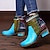 cheap Ankle Boots-Women&#039;s Boots Booties Ankle Boots Vintage Shoes Daily Color Block Booties Ankle Boots Chunky Heel Round Toe Vintage Fashion Bohemia PU Zipper Black Yellow Blue