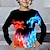 halpa poikien 3d t-paidat-Poikien 3D Kuvitettu Piirretty Lohikäärme T-paita Pitkähihainen 3D-tulostus Kesä Kevät Syksy Urheilu Muoti Katutyyli Polyesteri Lapset 3-12 vuotta ulko- Kausaliteetti Päivittäin Normaali
