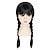 abordables Perruques de déguisement-Perruque pour enfants filles, perruque tressée noire longue et droite avec frange, perruque de fête