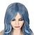 abordables Pelucas sintéticas de moda-Peluca azul para mujer, peluca azul pastel ondulada larga y rizada, parte lateral, peluca sintética para cosplay de halloween con gorro de peluca